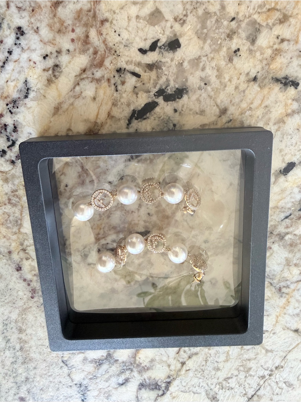 Fendi Pearl And Gold Logo Link Bracelet